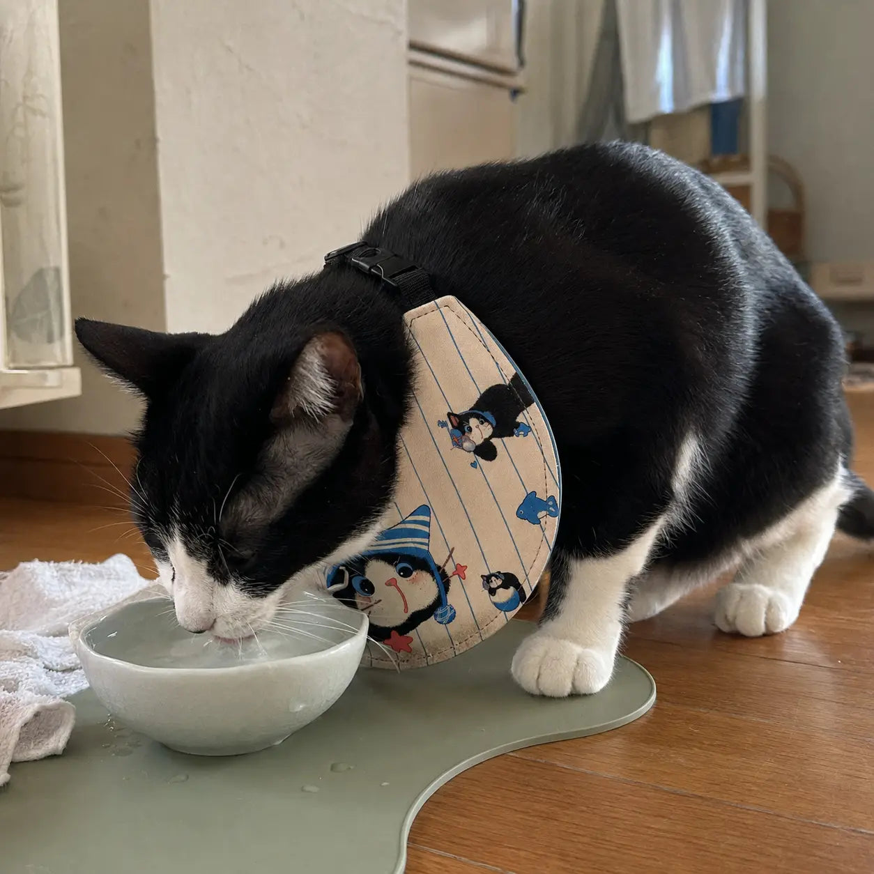 Whisker Friends Adjustable Cat Bib – Sky Blue